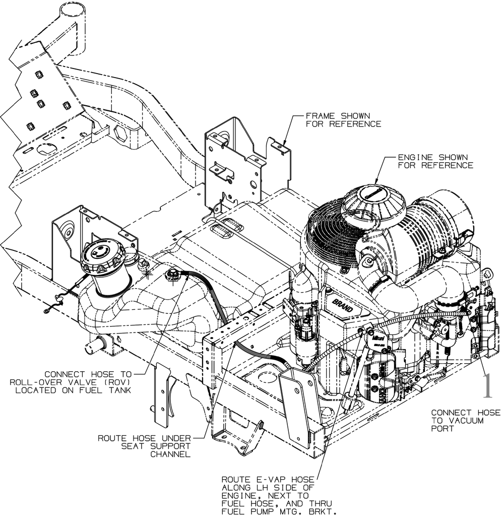 Evap Hose Diagram and Parts List for ZTX6-54KW (47RIAHA7010)(2022) Cub Cadet Lawn Tractor